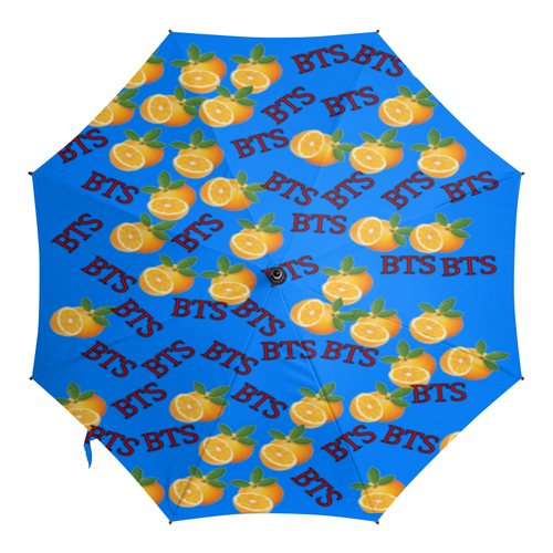 Заказать зонт в Москве. Зонт-трость с деревянной ручкой BTS апельсин от nionilla - готовые дизайны и нанесение принтов.
