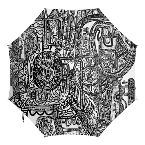 Заказать зонт в Москве. Зонт-трость с деревянной ручкой Петрушкин Лабиринт от Vadim Koval - готовые дизайны и нанесение принтов.