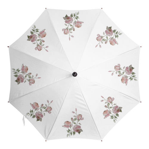 Заказать зонт в Москве. Зонт-трость с деревянной ручкой Акварельные розы от aqua  - готовые дизайны и нанесение принтов.