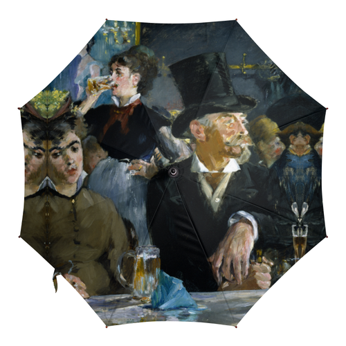 Заказать зонт в Москве. Зонт-трость с деревянной ручкой В кафе (Эдуард Мане) от trend - готовые дизайны и нанесение принтов.