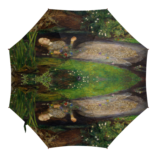Заказать зонт в Москве. Зонт-трость с деревянной ручкой Офелия (картина Милле) от trend - готовые дизайны и нанесение принтов.
