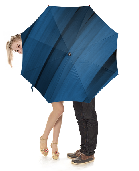 Заказать зонт в Москве. Зонт-трость с деревянной ручкой Синяя абстракция от BeliySlon - готовые дизайны и нанесение принтов.