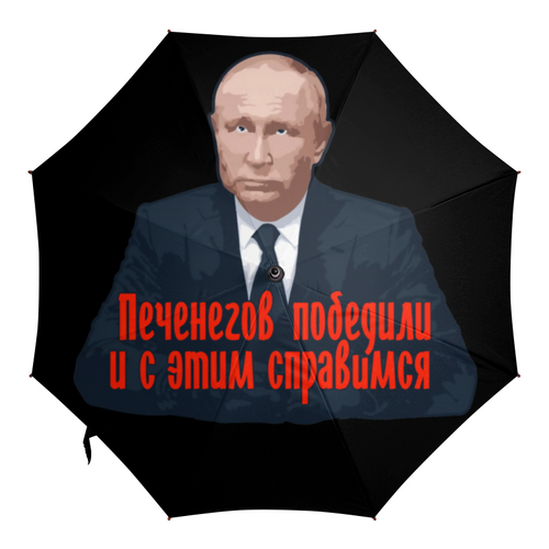 Заказать зонт в Москве. Зонт-трость с деревянной ручкой Печенеги от Дана Столыпина - готовые дизайны и нанесение принтов.