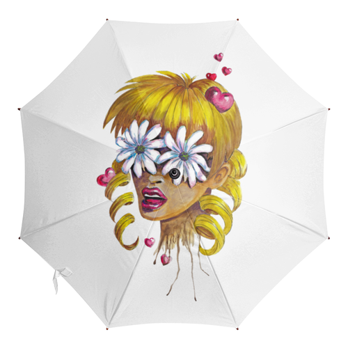 Заказать зонт в Москве. Зонт-трость с деревянной ручкой Без ума от цветов от d_ari.design@mail.ru - готовые дизайны и нанесение принтов.