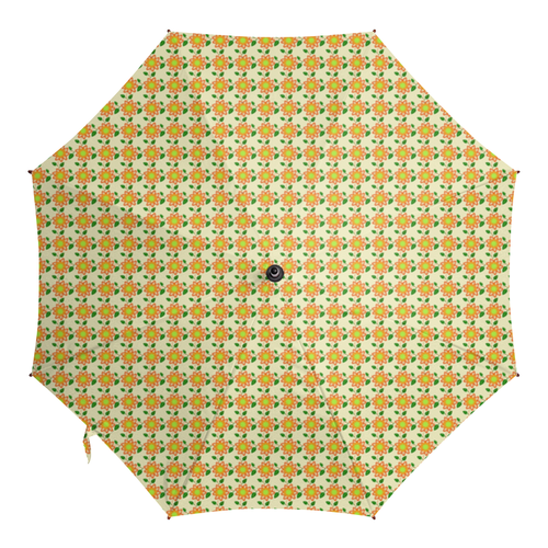 Заказать зонт в Москве. Зонт-трость с деревянной ручкой Графика. Желтые цветы от Лана  - готовые дизайны и нанесение принтов.