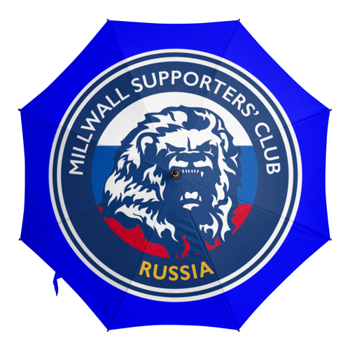 Заказать зонт в Москве. Зонт-трость с деревянной ручкой Millwall MSC Russia umbrella от Millwall Supporters Club Russia - готовые дизайны и нанесение принтов.