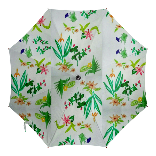 Заказать зонт в Москве. Зонт-трость с деревянной ручкой Ботаника от mrs-snit@yandex.ru - готовые дизайны и нанесение принтов.