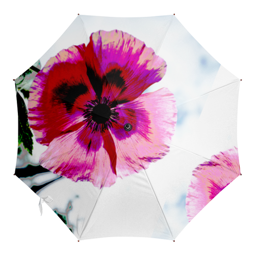 Заказать зонт в Москве. Зонт-трость с деревянной ручкой Blooming poppy. Marina N. Makarova от Марина Макарова - готовые дизайны и нанесение принтов.