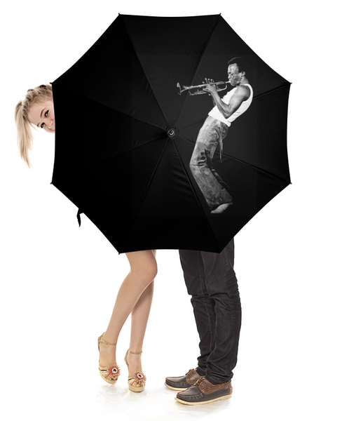 Заказать зонт в Москве. Зонт-трость с деревянной ручкой Miles Davis от Vladec11 - готовые дизайны и нанесение принтов.