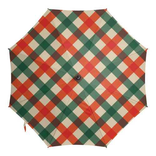 Заказать зонт в Москве. Зонт-трость с деревянной ручкой Клетчатый от BeliySlon - готовые дизайны и нанесение принтов.