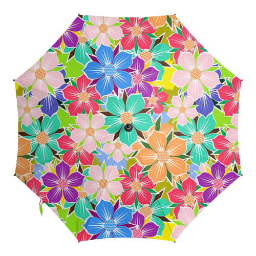 Заказать зонт в Москве. Зонт-трость с деревянной ручкой Floral Design от balden - готовые дизайны и нанесение принтов.