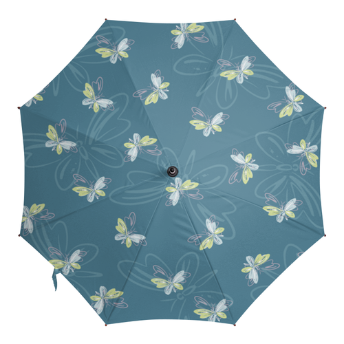 Заказать зонт в Москве. Зонт-трость с деревянной ручкой Бабочки от valezar - готовые дизайны и нанесение принтов.