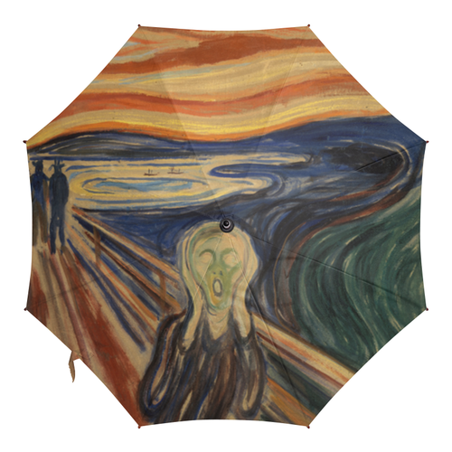Заказать зонт в Москве. Зонт-трость с деревянной ручкой Крик (картина Мунка) от trend - готовые дизайны и нанесение принтов.