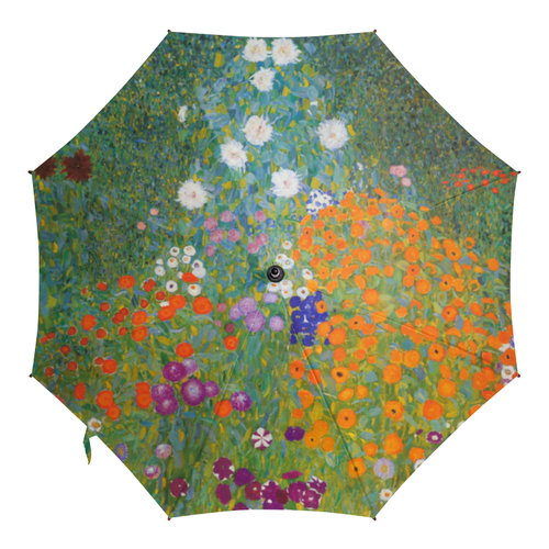 Заказать зонт в Москве. Зонт-трость с деревянной ручкой Цветочный сад (Густав Климт) от trend - готовые дизайны и нанесение принтов.