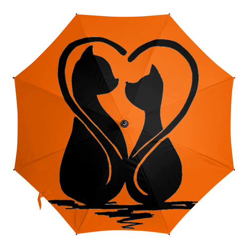 Заказать зонт в Москве. Зонт-трость с деревянной ручкой влюбленные коты от Оксана Музыка - готовые дизайны и нанесение принтов.