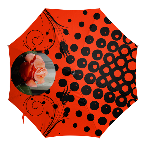Заказать зонт в Москве. Зонт-трость с деревянной ручкой Алая фантазия. от Eva De Peron.  - готовые дизайны и нанесение принтов.