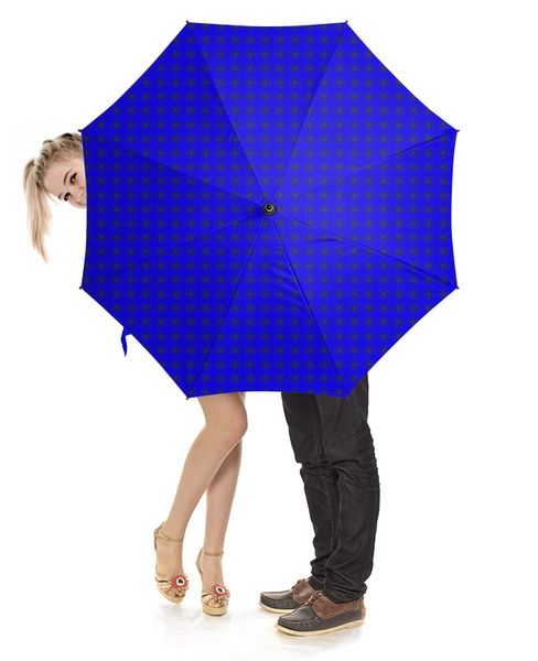 Заказать зонт в Москве. Зонт-трость с деревянной ручкой Синий орнамент от Лана  - готовые дизайны и нанесение принтов.