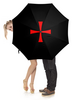 Заказать зонт в Москве. Зонт-трость с деревянной ручкой Крест красный от BAD OWL - готовые дизайны и нанесение принтов.