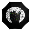 Заказать зонт в Москве. Зонт-трость с деревянной ручкой Черные коты в лесу от PolinaPo - готовые дизайны и нанесение принтов.