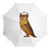 Заказать зонт в Москве. Зонт-трость с деревянной ручкой Сова в наушниках от YellowCloverShop - готовые дизайны и нанесение принтов.