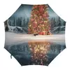 Заказать зонт в Москве. Зонт-трость с деревянной ручкой Новогодний арт от Anstey  - готовые дизайны и нанесение принтов.