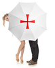 Заказать зонт в Москве. Зонт-трость с деревянной ручкой Крест красный от BAD OWL - готовые дизайны и нанесение принтов.