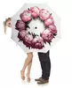 Заказать зонт в Москве. Зонт-трость с деревянной ручкой Венок из розовых пионов от p_i_r_a_n_y_a  - готовые дизайны и нанесение принтов.