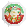 Заказать зонт в Москве. Зонт-трость с деревянной ручкой Суши на веерах от IrinkaArt  - готовые дизайны и нанесение принтов.