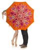 Заказать зонт в Москве. Зонт-трость с деревянной ручкой Космическая мандала, фрактал оранжевый от eszadesign - готовые дизайны и нанесение принтов.
