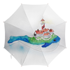 Заказать зонт в Москве. Зонт-трость с деревянной ручкой Городок на ките от Дарья Калинкина - готовые дизайны и нанесение принтов.