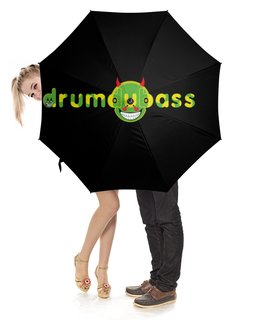 Заказать зонт в Москве. Зонт-трость с деревянной ручкой Drumdubass black от cubik art  - готовые дизайны и нанесение принтов.