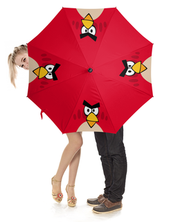 Заказать зонт в Москве. Зонт-трость с деревянной ручкой Angry Birds (Terence) от Аня Лукьянова - готовые дизайны и нанесение принтов.
