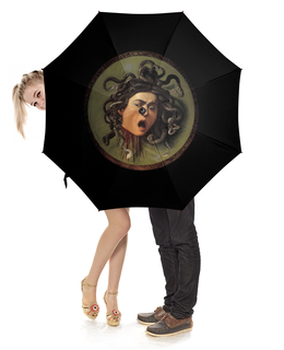 Заказать зонт в Москве. Зонт-трость с деревянной ручкой Медуза (картина Караваджо) от trend - готовые дизайны и нанесение принтов.