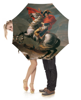 Заказать зонт в Москве. Зонт-трость с деревянной ручкой Наполеон на перевале Сен-Бернар от trend - готовые дизайны и нанесение принтов.