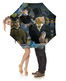 Заказать зонт в Москве. Зонт-трость с деревянной ручкой В кафе (Эдуард Мане) от trend - готовые дизайны и нанесение принтов.