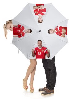 Заказать зонт в Москве. Зонт-трость с деревянной ручкой Сборная России по футболу от Марина - готовые дизайны и нанесение принтов.