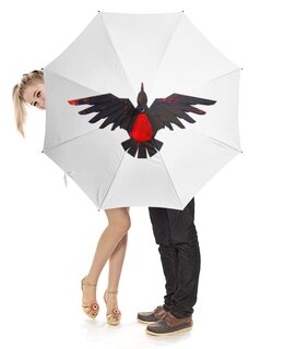Заказать зонт в Москве. Зонт-трость с деревянной ручкой Blood Ravens от GeekFox  - готовые дизайны и нанесение принтов.