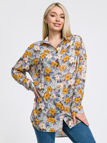 Заказать мужскую одежду в Москве. Tовар Рубашка оверсайз с цветочным принтом от BezPrinta  - готовые дизайны и нанесение принтов.