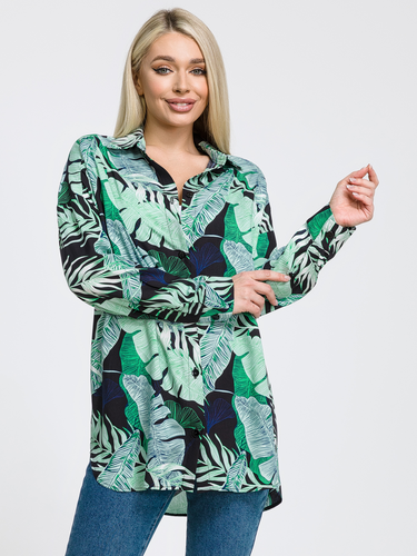 Заказать мужскую одежду в Москве. Tовар Рубашка оверсайз с растительным принтом от BezPrinta  - готовые дизайны и нанесение принтов.