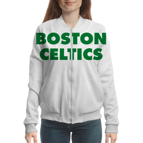 Заказать бомберы в Москве. Бомбер Boston Celtics белая от oldmasta@gmail.com - готовые дизайны и нанесение принтов.
