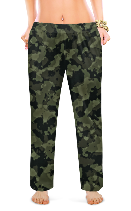 Printio Женские пижамные штаны Хаки милитари абстракция