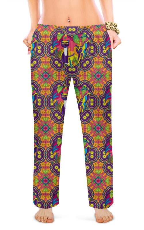 printio женские пижамные штаны дивные узоры Printio Женские пижамные штаны Кошачьи узоры