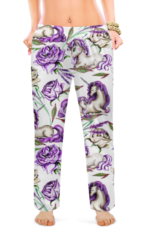 Printio Женские пижамные штаны Единороги среди роз и лаванды printio женские пижамные штаны единороги