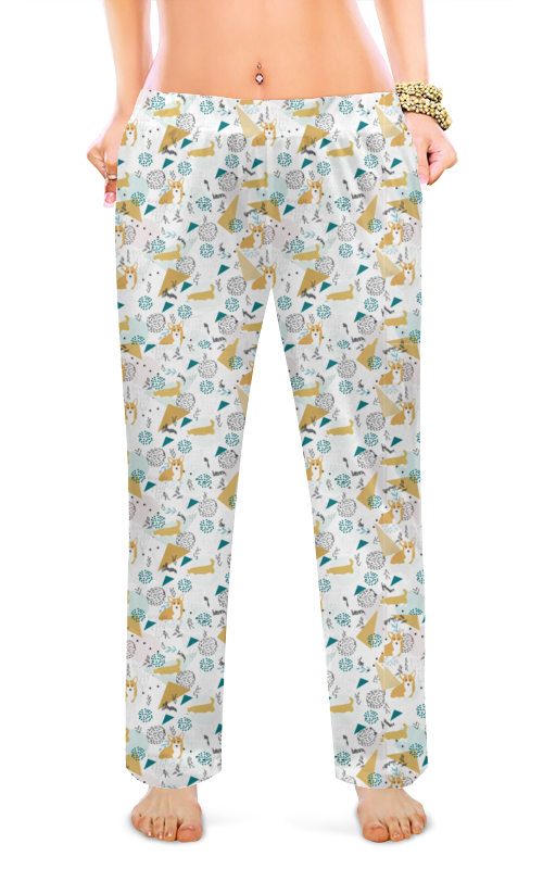 printio мужские пижамные штаны узоры с корги Printio Женские пижамные штаны Корги и геометрические узоры