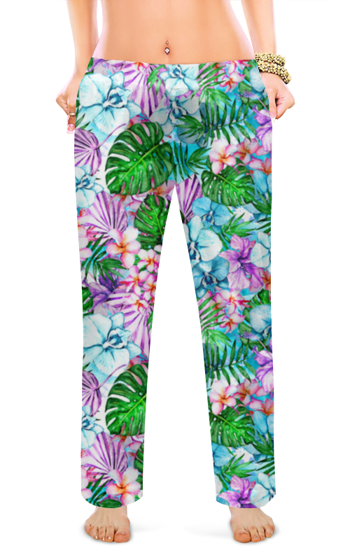 Printio Женские пижамные штаны Тропики. узоры из цветов и листьев printio женские пижамные штаны пестрые тропики