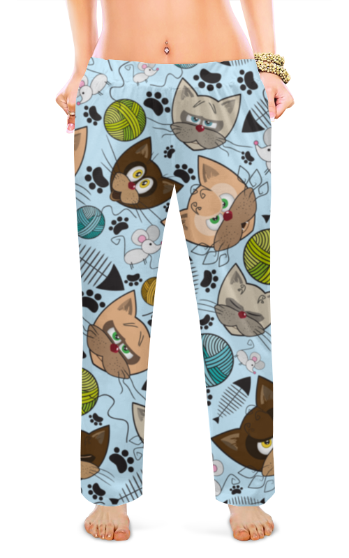 printio женские пижамные штаны кошки креатив Printio Женские пижамные штаны Кошки