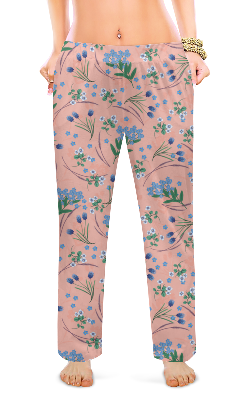 Printio Женские пижамные штаны Незабудки на розовом printio женские пижамные штаны цветочный ковер