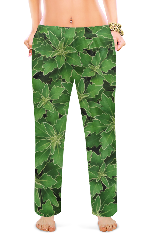 Printio Женские пижамные штаны Зеленые листья printio женские пижамные штаны новогодний фон