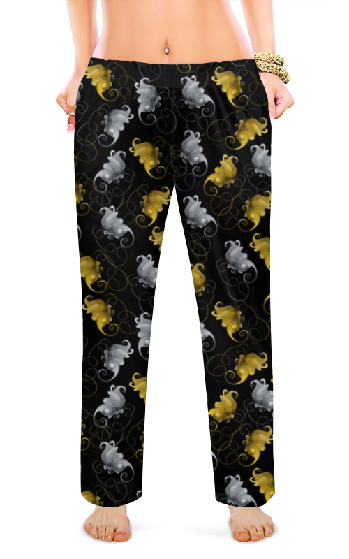 Printio Женские пижамные штаны Бабочки в золоте и серебре printio сумка с полной запечаткой бабочки в золоте и серебре