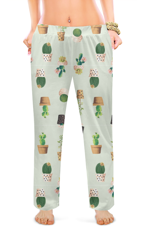 printio женские пижамные штаны комнатные растения кактусы Printio Женские пижамные штаны Кактусы
